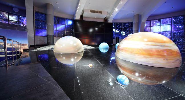 MOSCOW - JUNE 15: Models of solar system in Planetarium, on June 15, 2012 in Moscow, Russia. Moscow Planetarium - one of world largest and oldest planetarium in Russia.