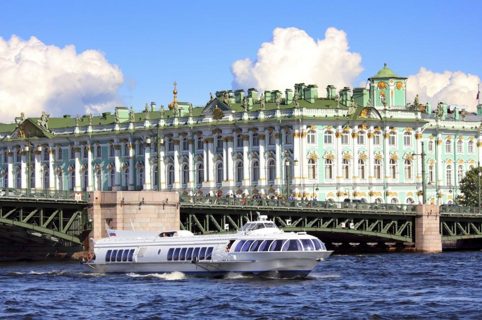 meteor - hydrofoil boat on Neva river in St. Petersburg Russia; Shutterstock ID 113624665; Project/Title: Moscow ebook