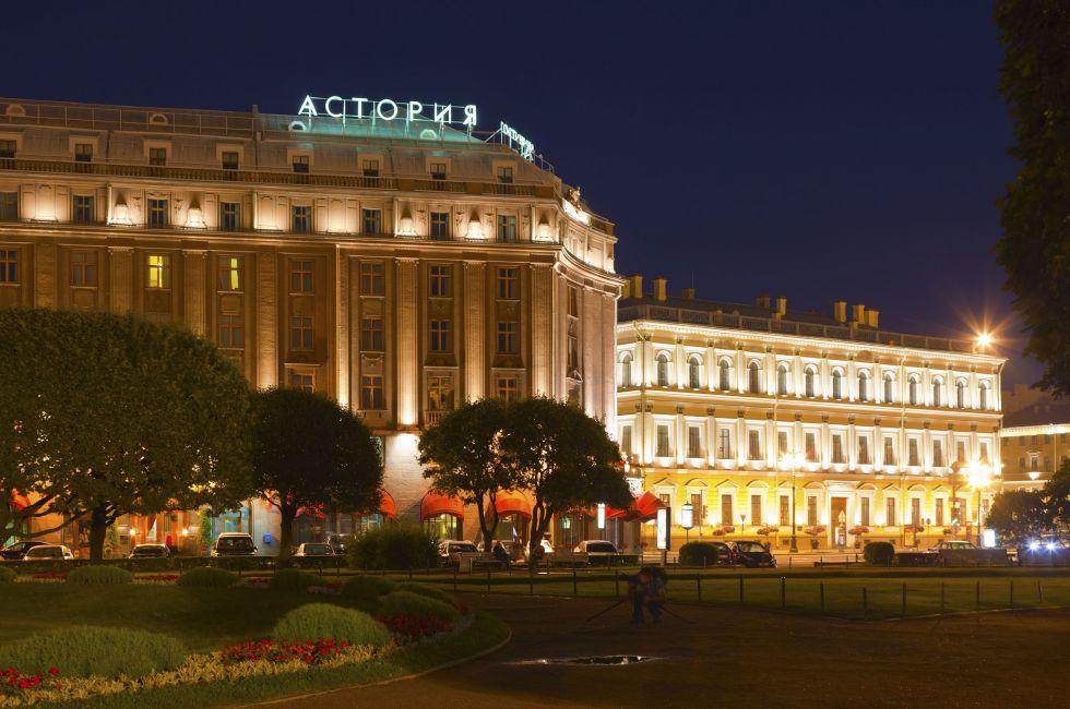 ST.PETERSBURG, RUSSIA - AUGUST 2: Hotel Astoria in August 2, 2012 in St.Petersburg, Russia. Five-star hotel opened in December 1912. The hotel underwent a complete refurbishment in 2002; Shutterstock ID 127668329; Project/Title: Moscow ebook