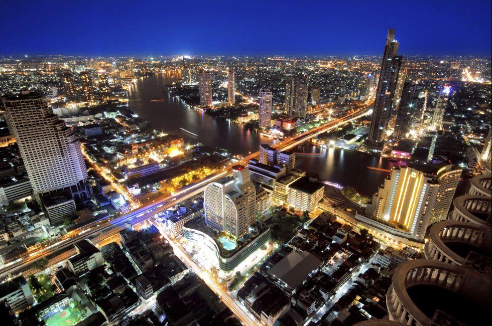 City town at night, Bird eyes view from Sky Bar at Sirocco, Bangkok, Thailand; Shutterstock ID 88699183; Project/Title: Thailand; Downloader: Melanie Marin