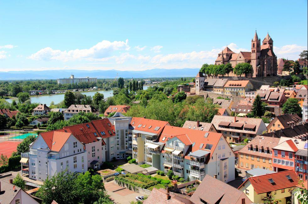 View of Breisach in Germany at the edge of the Rhine.