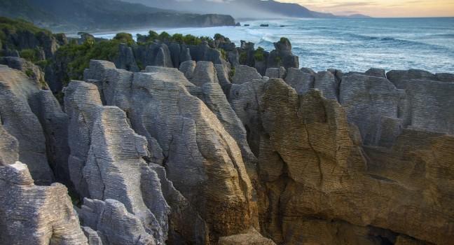 Pancake Rocks at Punakaiki seen from the lookout, West Coast, South Island, New Zealand 