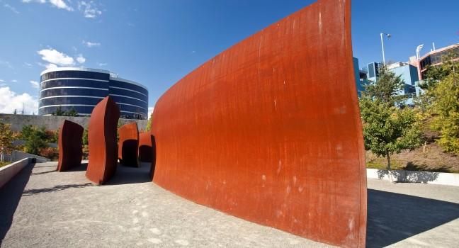 Olympic Sculpture Park is a public park in Seattle, Washington. &quot;Wake&quot; by Richard Serra