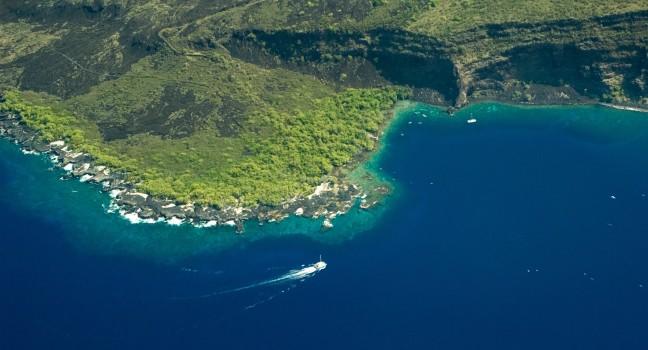 Kealakekua Bay, Big Island aerial shot, Hawaii.