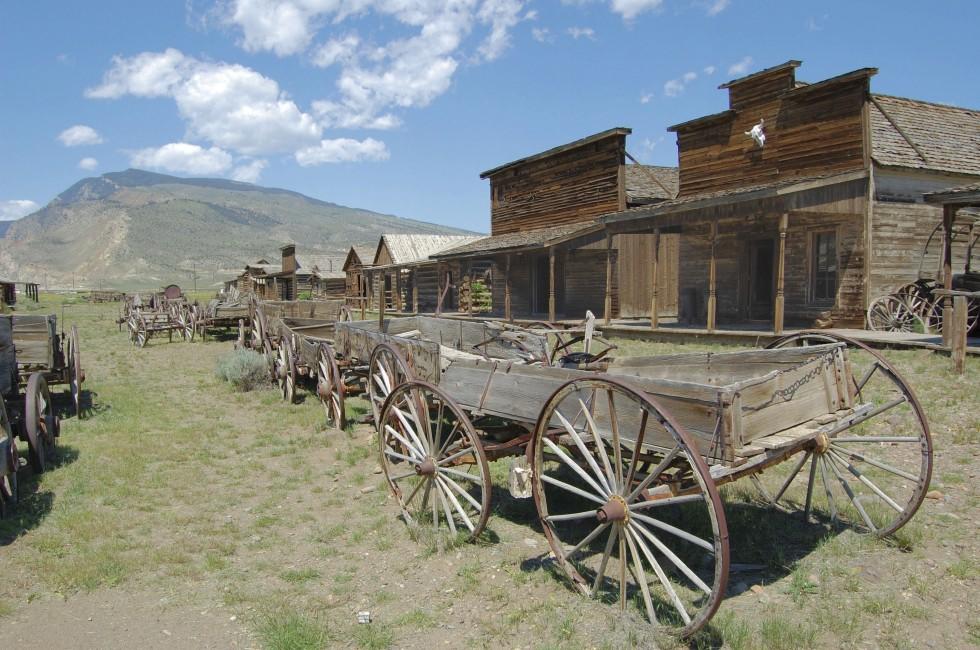 Old Wooden Wagons in a Ghost Town.