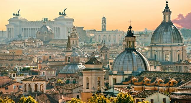View of  Rome from Castel Sant'Angelo, Italy.
