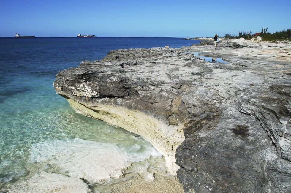 Eroded rocky landscape on Grand Bahama Island near Freeport Harbor (The Bahamas).; 