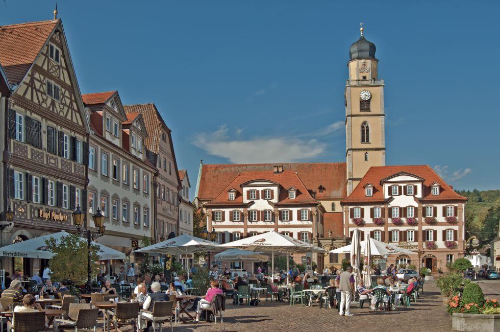 Market place of spa town Bad Mergentheim, Germany
