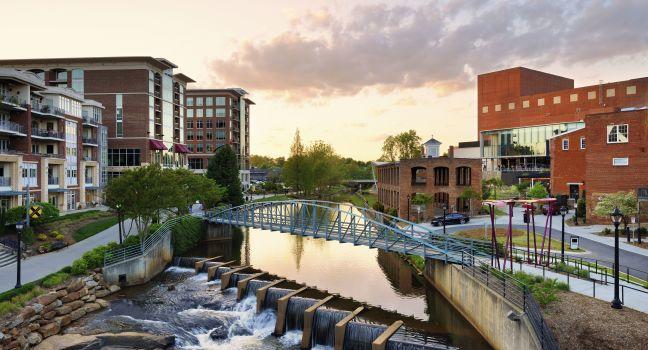 Downtown Greenville, South Carolina, USA.; Shutterstock ID 137054555; Project/Title: AARP; Downloader: Melanie Marin
