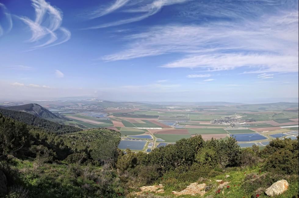 Panoramic view on a valley from mount Gilboa (Israel);