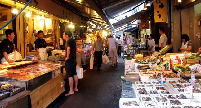 Markets, Backstreet shops of Tsukiji, Tokyo, Japan