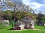 George Washington Headquarters of the American Revolutionary War Continental Army encampment in Isaac Potts field stone house scenic site at Valley Forge National Historical Park near Philadelphia in Pennsylvania. 