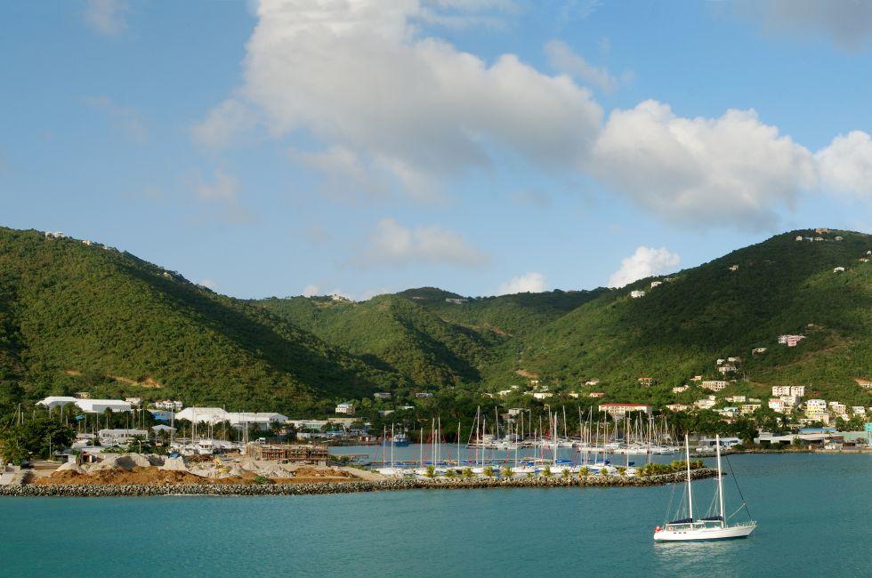 The panoramic view of Road Town (Tortola island, British Virgin Islands).