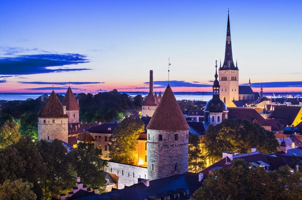 Skyline of Tallinn, Estonia at dawn 