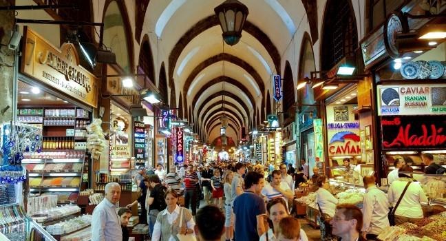 ISTANBUL, May1: People shopping in the Grand Bazar in Istanbul, Turkey, one of the largest covered markets in the world, Istanbul, May 1, 2013